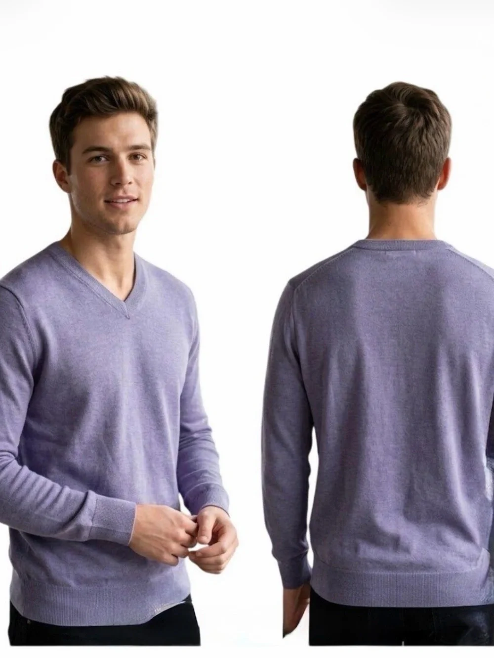 Banana Republic Men’s V-Neck Sweater in purple 100% cotton